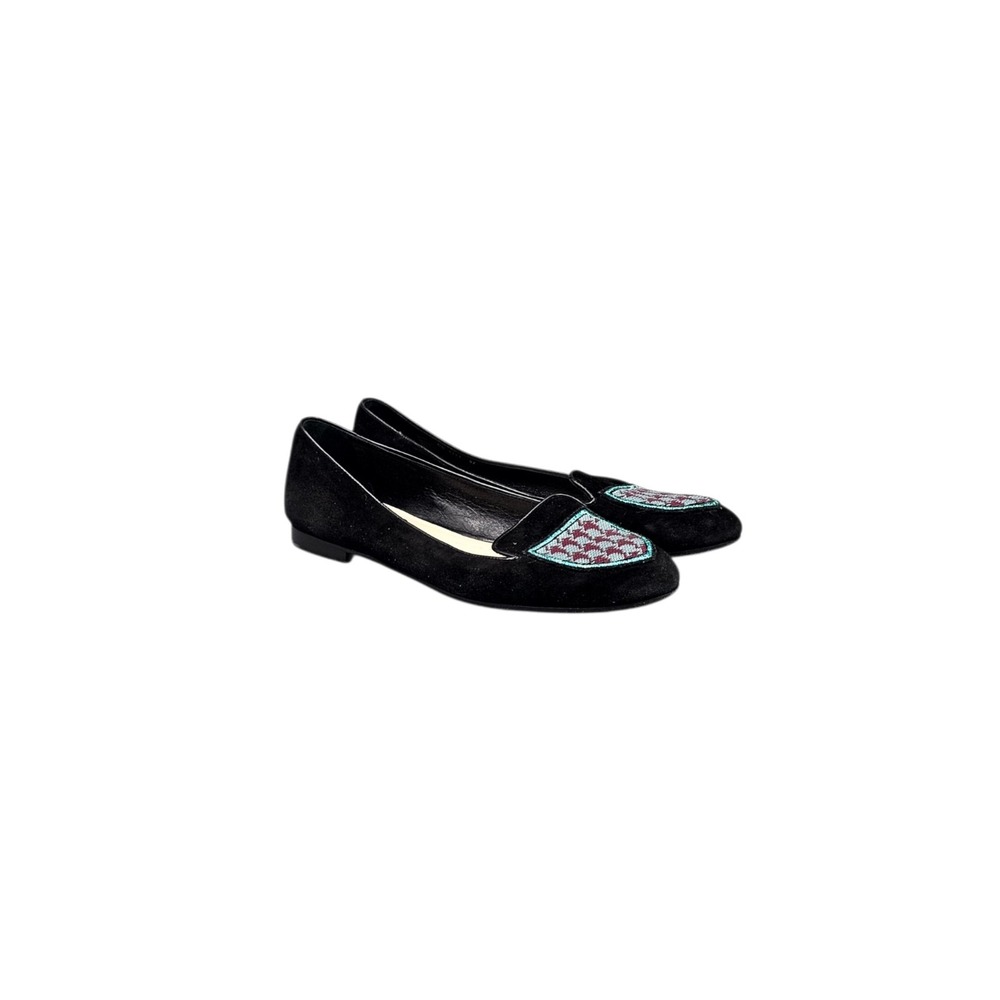 Christian Dior Women's Size 7 EUC Back Suede‎ Sequin Badge Smoking Loafers Flats